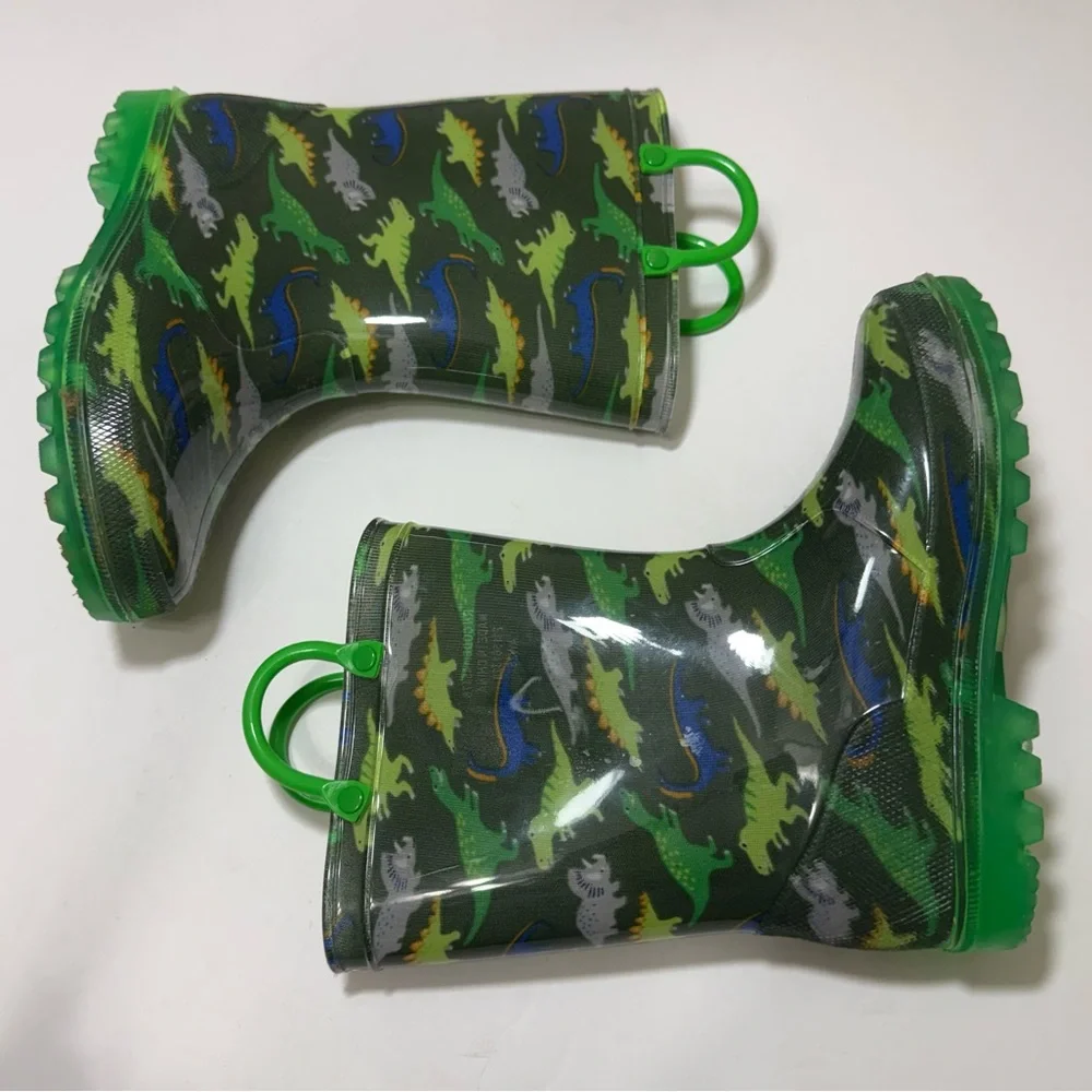 Primark Dinosaur Rain Boots Green Dinosaur Print - Kids Size 13